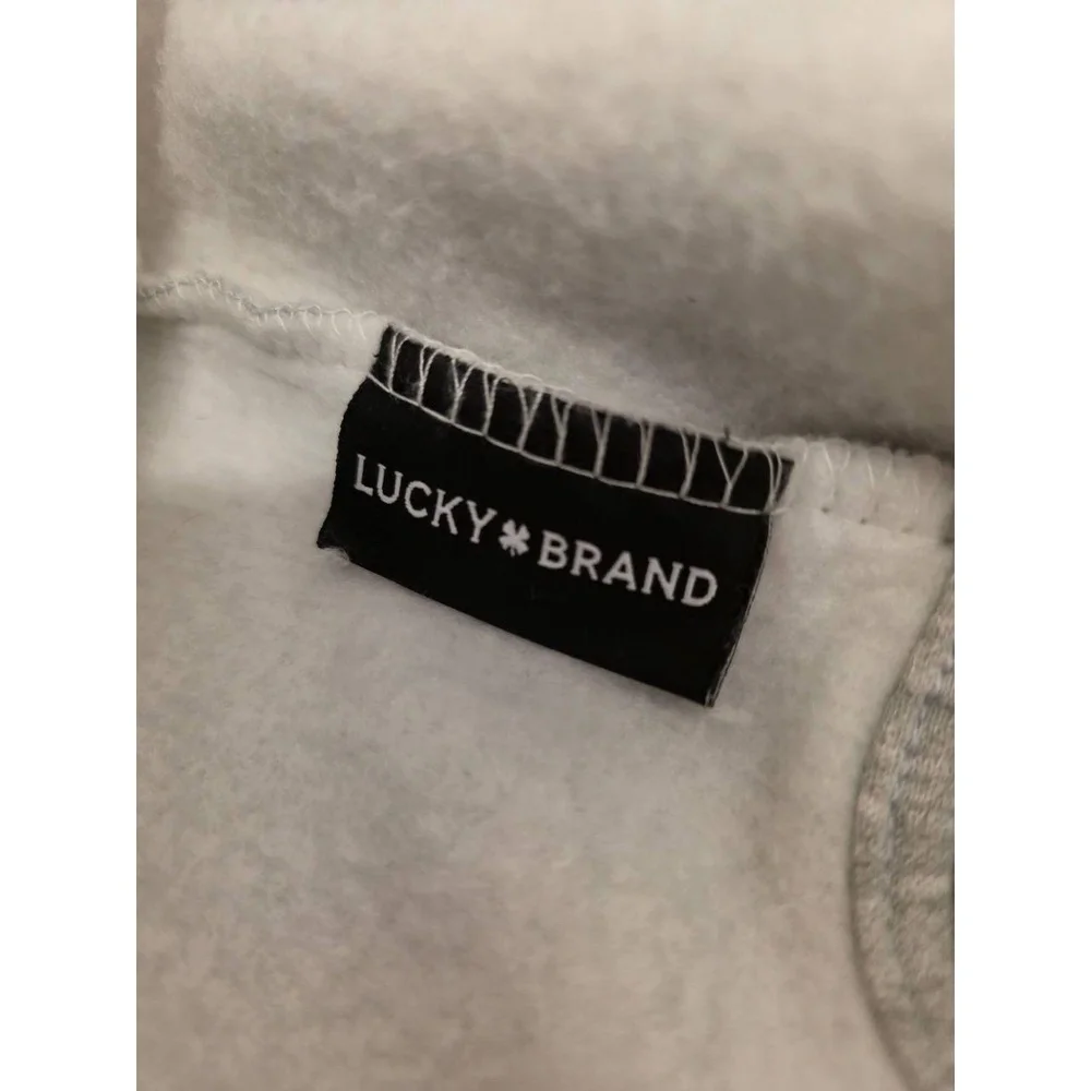 Lucky Brand Light Grey Hood Graphic Print‎ Dog Coat Velcro Closure Leash Hole